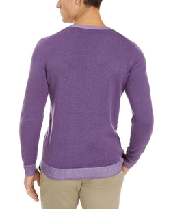 Tasso Elba Crew Neck Sweater Purple Combo thumbnail 3