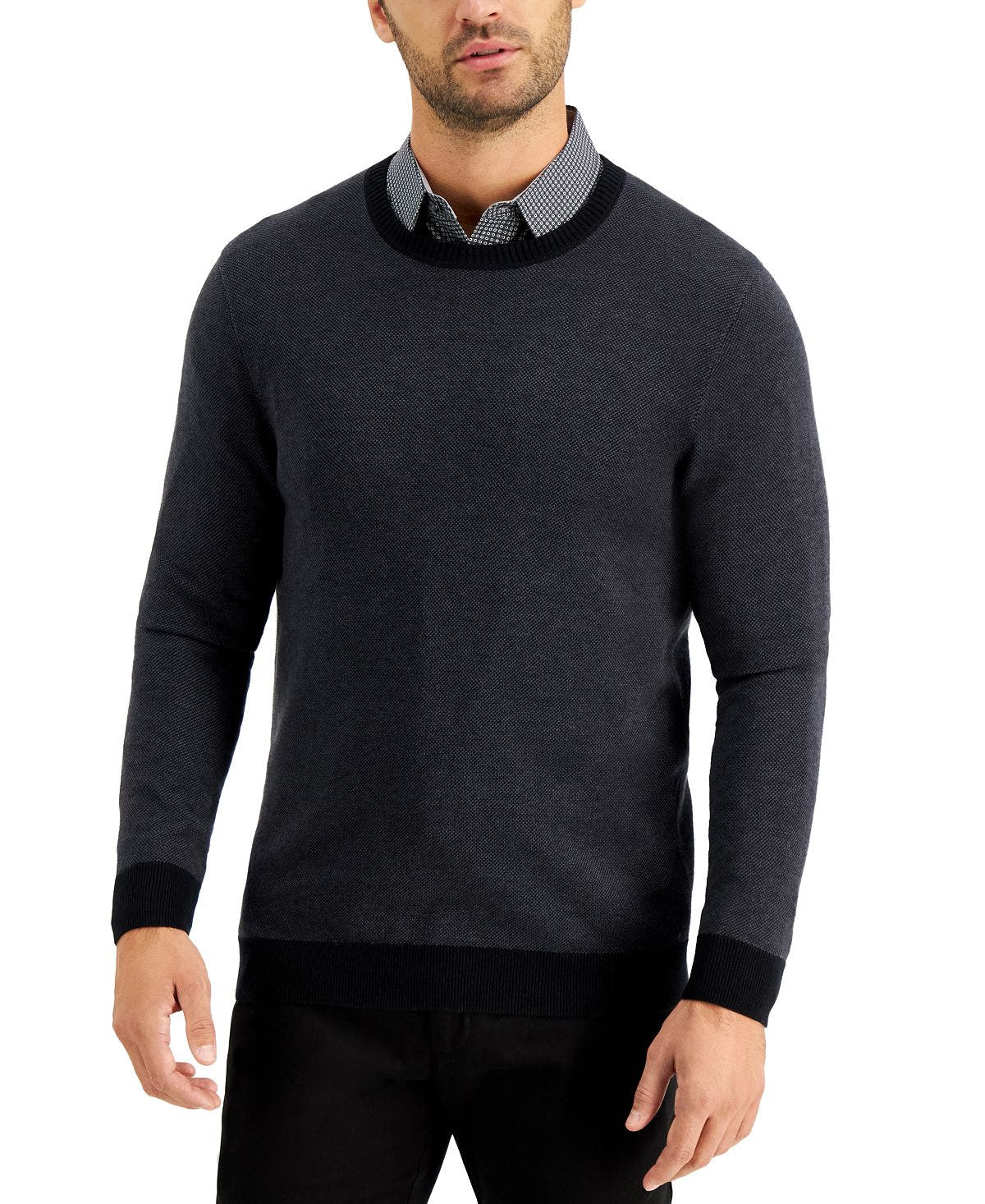 Tasso Elba Crewneck Sweater Charcoal Combo