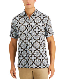 Tasso Elba Derosa Medallion Print Shirt Blue Combo thumbnail 1