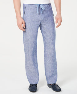 Tasso Elba Drawstring Linen Pants Chambray thumbnail 1