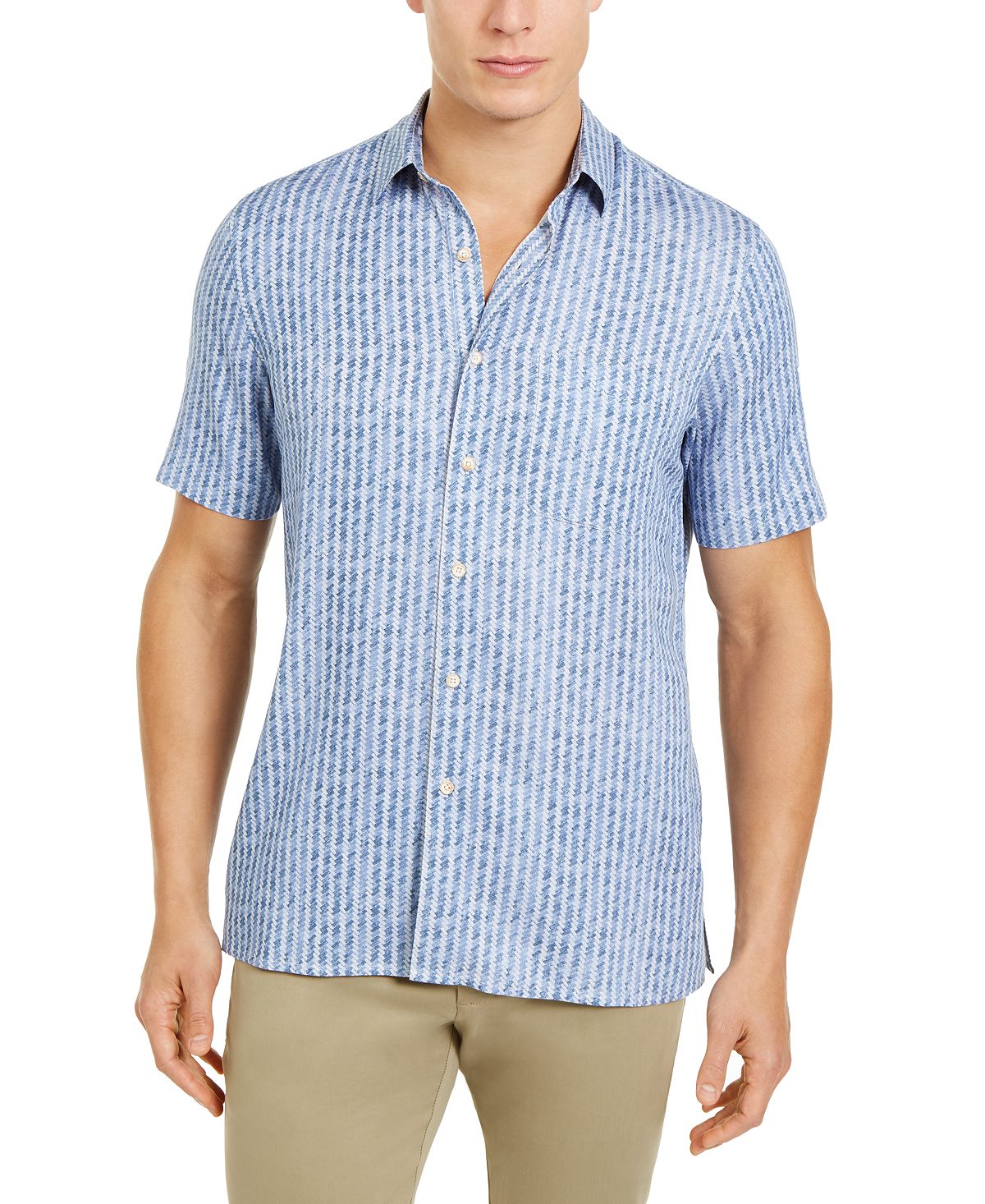 Tasso Elba Houndstooth Shirt Blue Combo