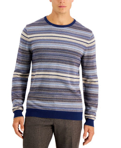 Tasso Elba Intarsia Crewneck Sweater Blue Combo thumbnail 1