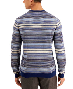 Tasso Elba Intarsia Crewneck Sweater Blue Combo thumbnail 2