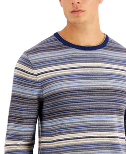 Tasso Elba Intarsia Crewneck Sweater Blue Combo thumbnail 3