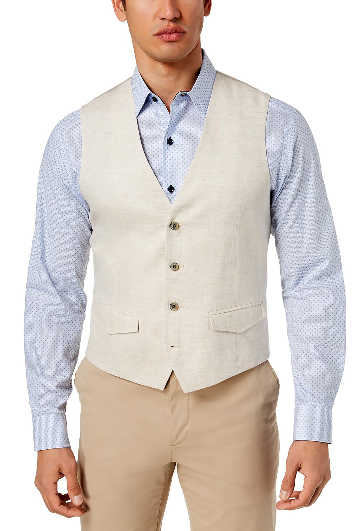 Tasso Elba Island Natural-Khaki 100% Linen Vest