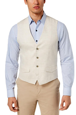 Tasso Elba Island Natural-Khaki 100% Linen Vest thumbnail 2