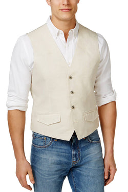 Tasso Elba Island Natural-Khaki 100% Linen Vest thumbnail 1