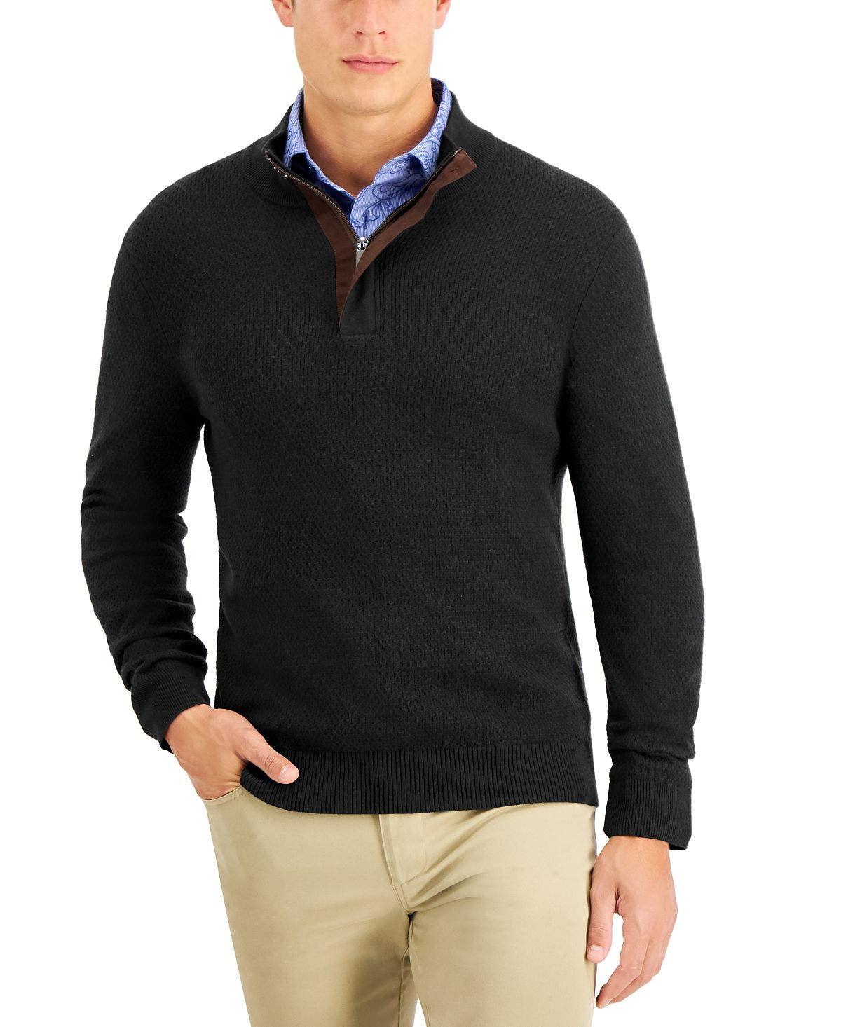 Tasso Elba Quarter-zip Sweater Red Plum