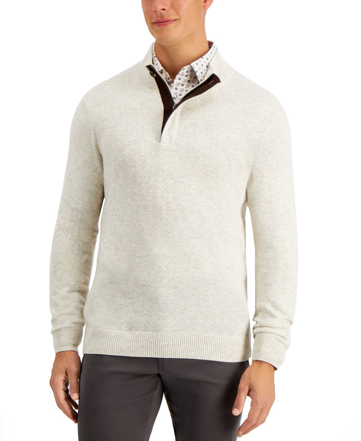 Tasso Elba Quarter-zip Sweater Sesame Heather