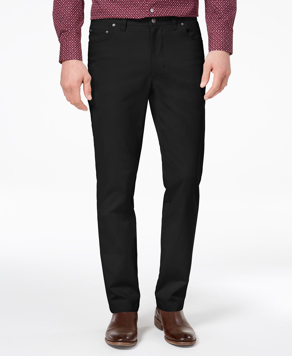 Tasso Elba Straight-fit Stretch Pants Black