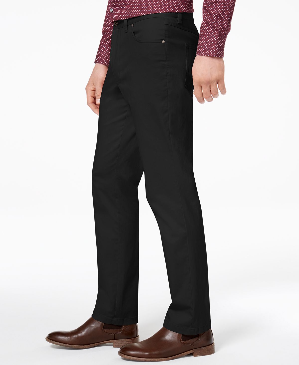 Tasso Elba Straight-fit Stretch Pants Black