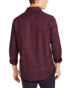 Tasso Elba Stretch Dobby Woven Shirt Red/navy Combo thumbnail 2