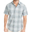 Tasso Elba Stretch Geo Plaid Shirt Green Combo