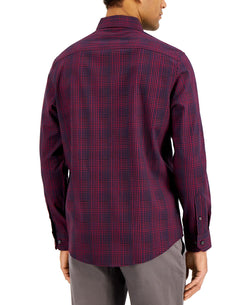 Tasso Elba Stretch Plaid Dobby Shirt Red/navy Combo thumbnail 2