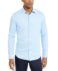 Tasso Elba Supima Cotton Birdseye-knit Shirt Pale Blue thumbnail 1