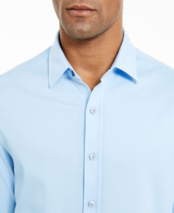 Tasso Elba Supima Cotton Birdseye-knit Shirt Pale Blue thumbnail 3