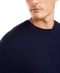 Tasso Elba Supima Cotton Crewneck Sweater Navy Blue thumbnail 2