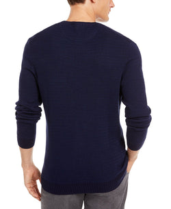 Tasso Elba Supima Cotton Crewneck Sweater Navy Blue thumbnail 3