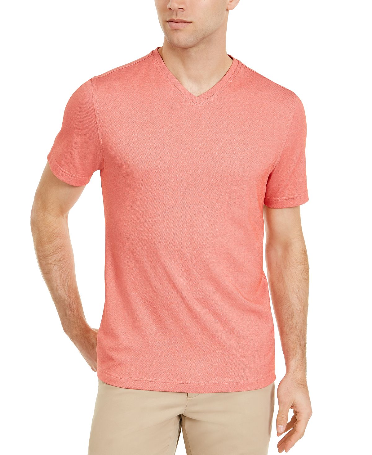Tasso Elba Supimablend V-neck Short-sleeve T-shirt Light Bric