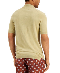 Tasso Elba Sweater-knit Linen Polo Shirt Khaki Combo thumbnail 2