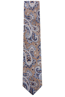 Tasso Elba Taupe/Blue Scafati Paisley Linen Tie thumbnail 2