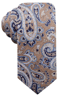 Tasso Elba Taupe/Blue Scafati Paisley Linen Tie thumbnail 1