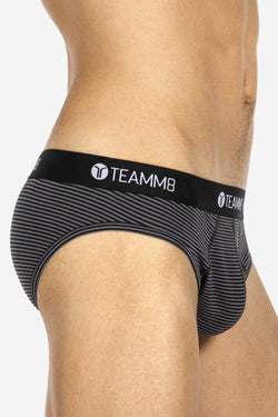 Teamm8 Black Super Low Stripe Brief thumbnail 3