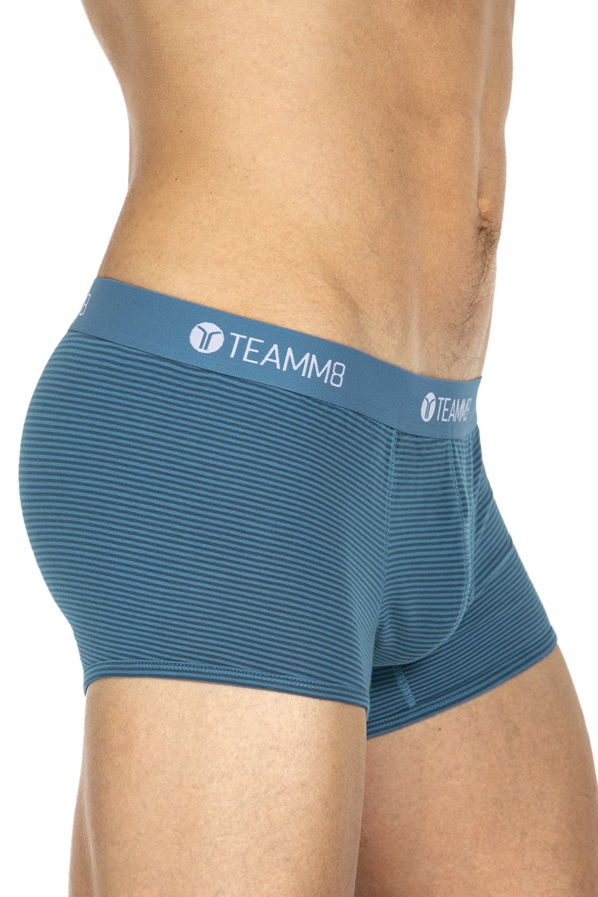 Teamm8 Teal Super Low Stripe Boxer Brief