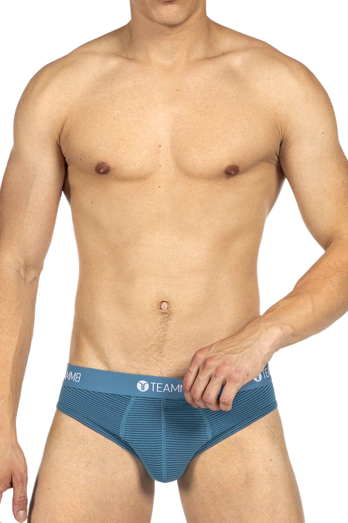Teamm8 Teal Super Low Stripe Brief