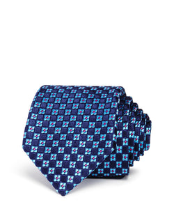 Ted Baker Flower Grid Classic Tie Navy thumbnail 1