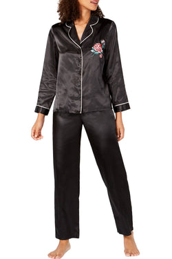 Thalia Sodi Intimates Black Embroidered Pajama Set thumbnail 1
