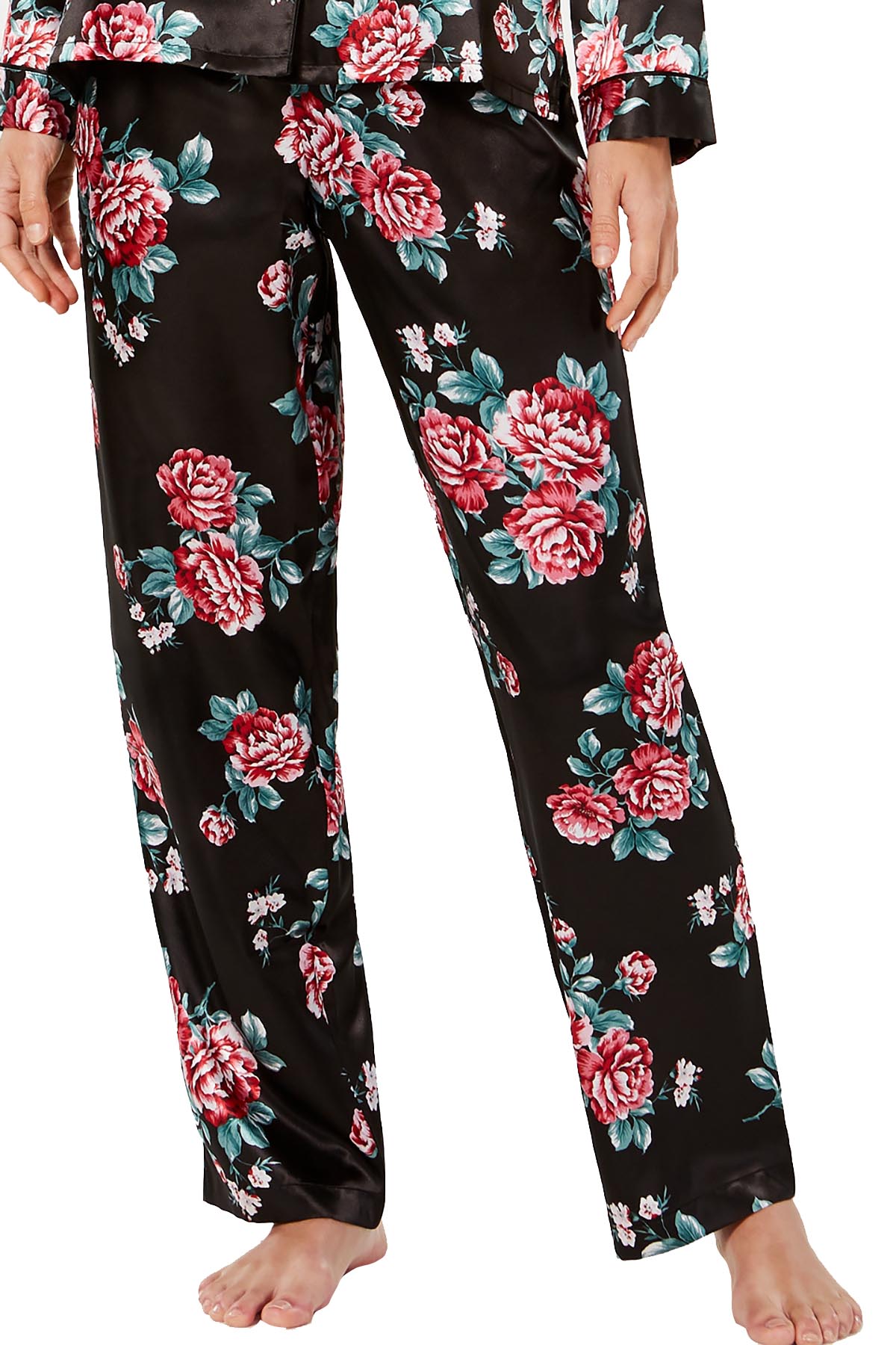 Thalia Sodi Intimates Black/Floral Printed Pajama Pant
