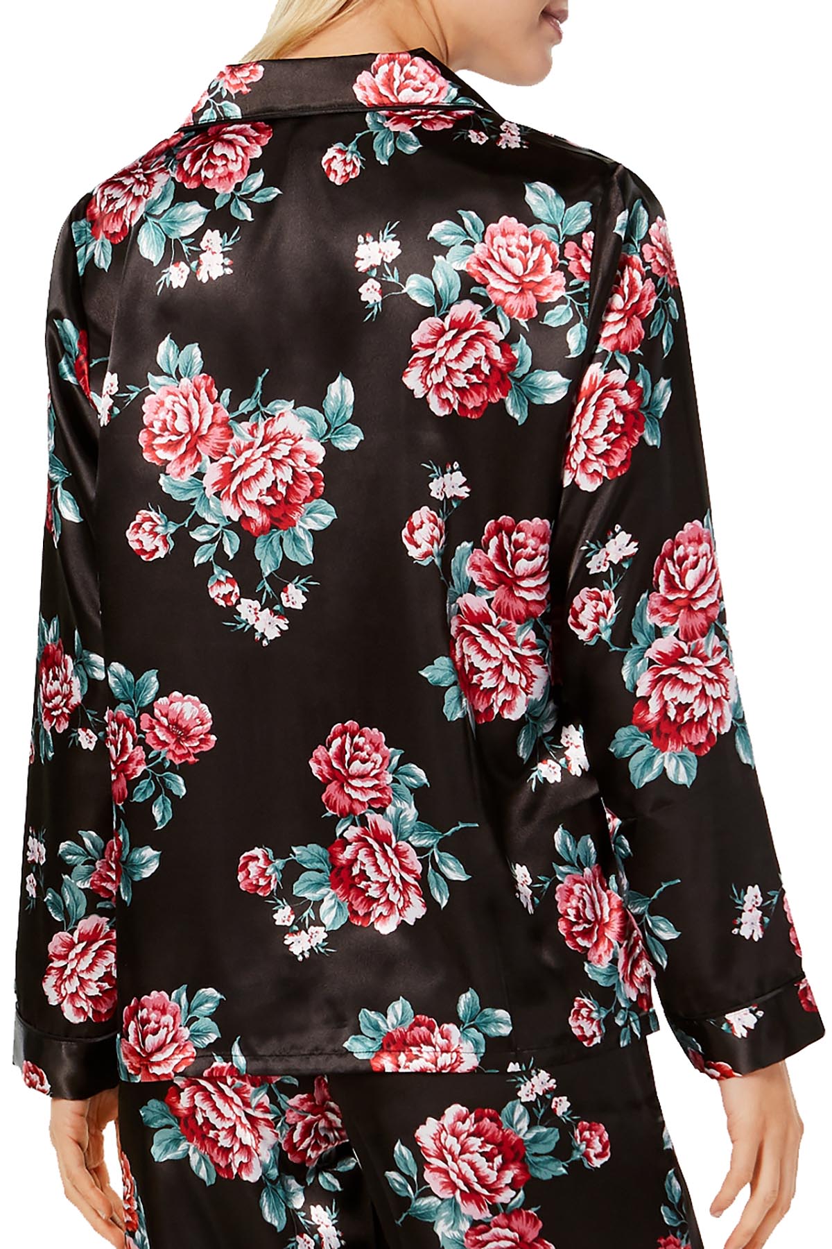 Thalia Sodi Intimates Black/Floral Printed Pajama Top