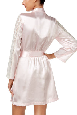 Thalia Sodi Intimates Bridal-Blush Lace-Sleeve Satin Wrap Robe thumbnail 3