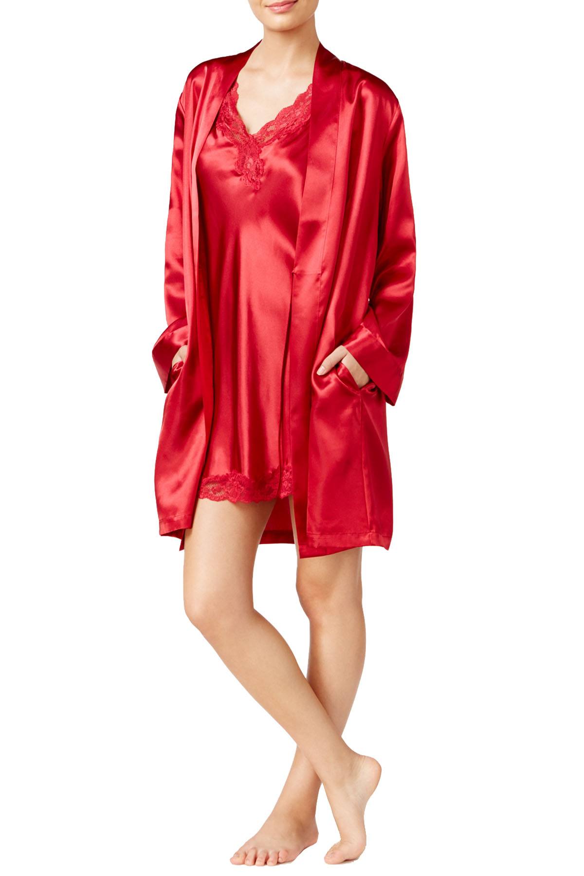 Thalia Sodi Intimates Cranberry Zing Satin Short Wrap Robe – CheapUndies