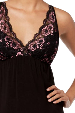 Thalia Sodi Intimates Deep-Black Knit/Lace Pajama Set thumbnail 3