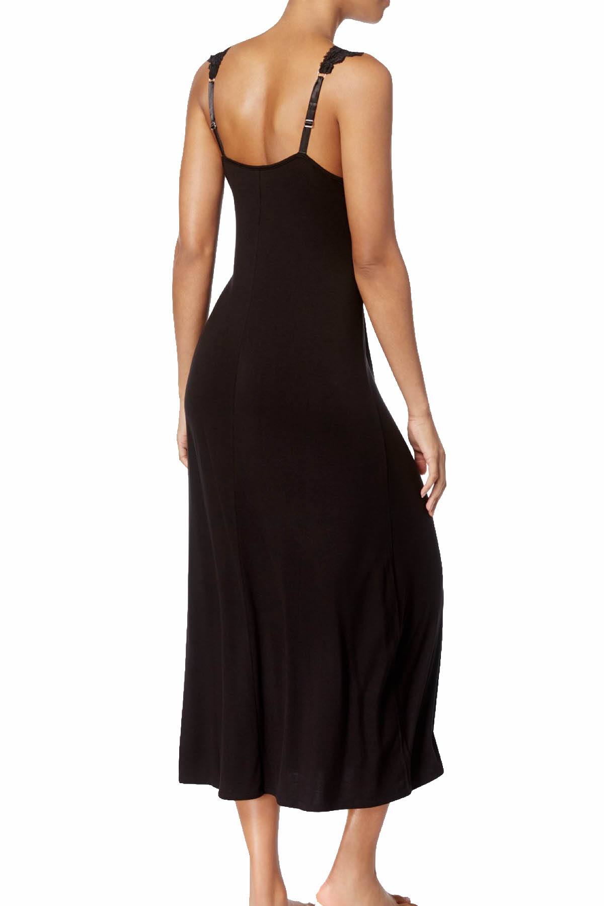 Thalia Sodi Intimates Deep-Black Knit Lace-Trimmed Nightgown