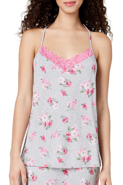 Thalia Sodi Intimates Grey Cabbage Rose Racerback Lounge Tank thumbnail 2