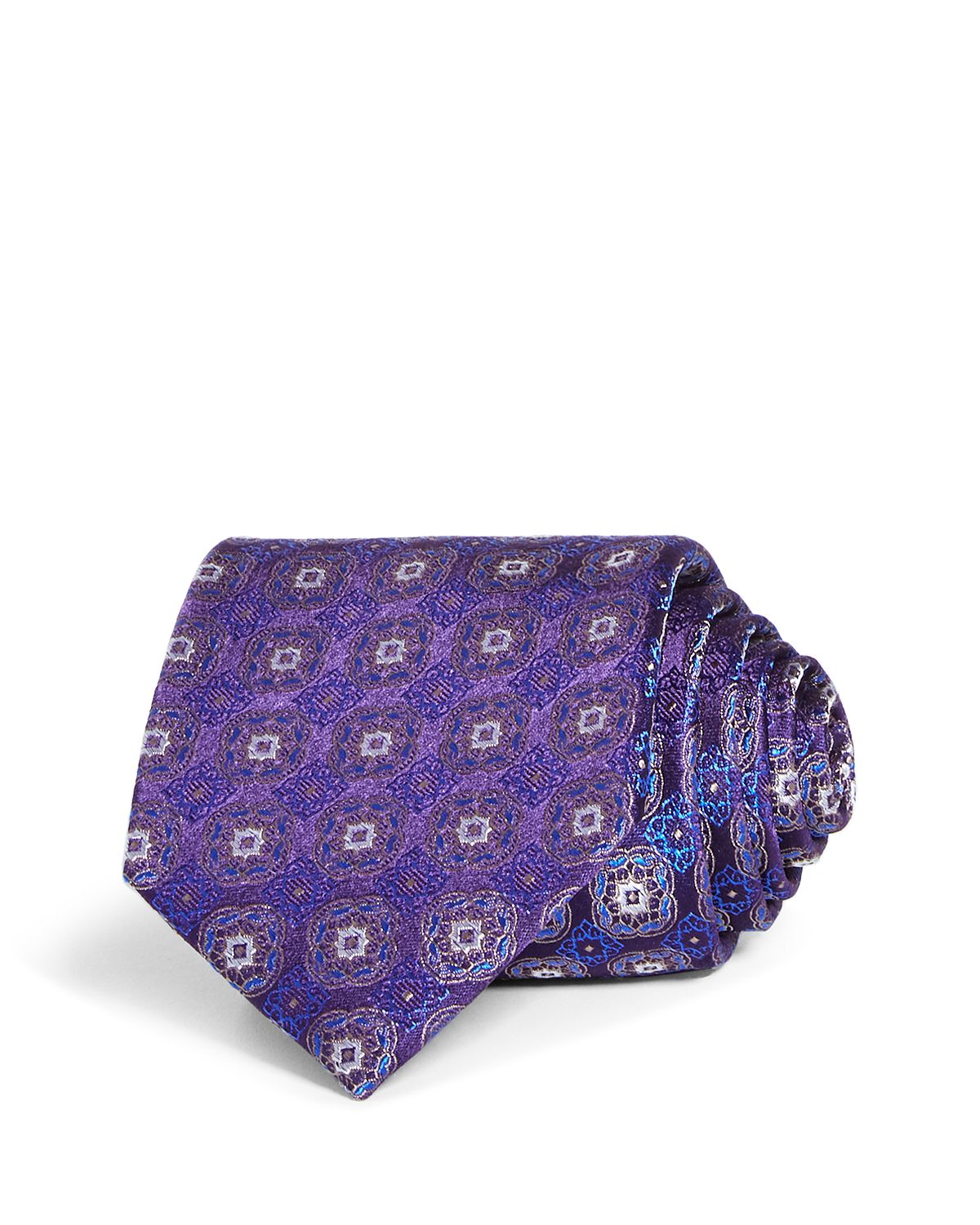 The Men's Store Baroque Medallion Silk Classic Tie Purple