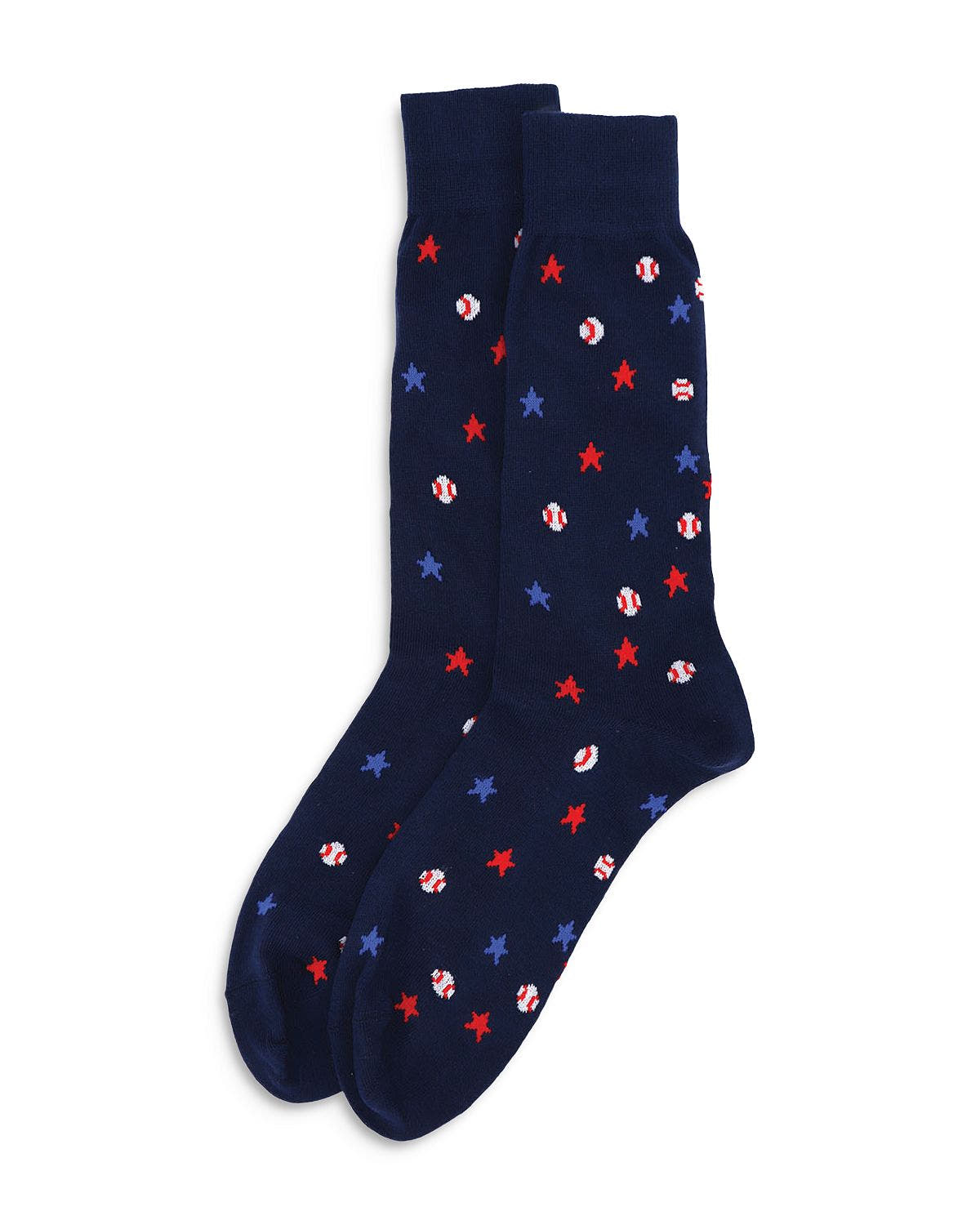 The Men's Store Baseball Stars Crew Socks Navy