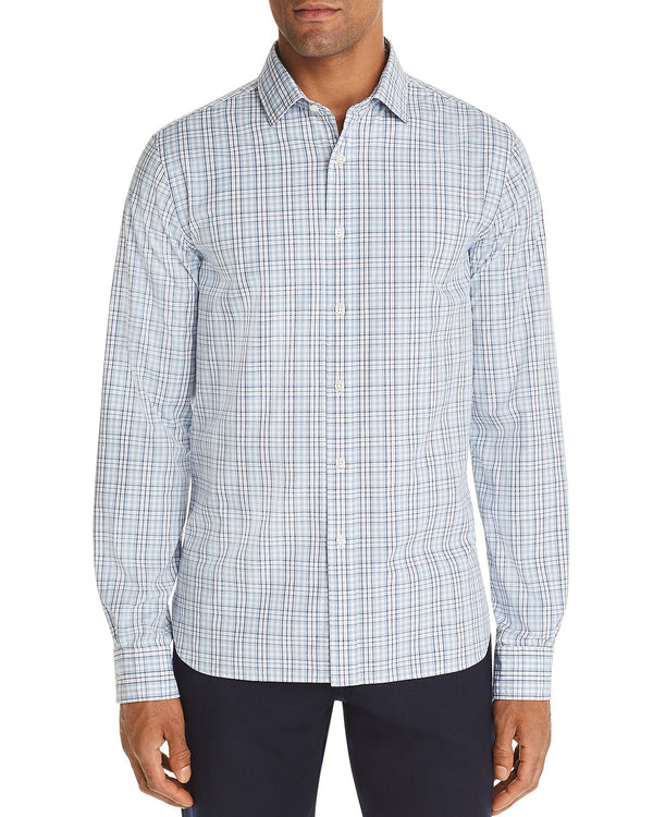 The Men's Store Bi-color Plaid Classic Fit Shirt Slate Blue