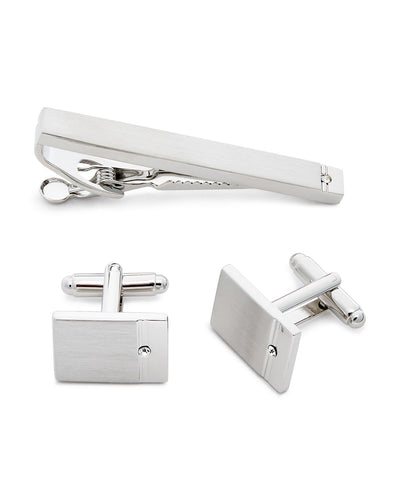 The Men's Store Capri Glitz Tie Clip & Cufflinks Set Silver