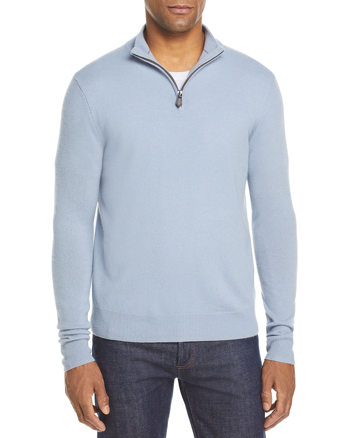 The Men's Store Cashmere Half-zip Sweater Light Blue Slate