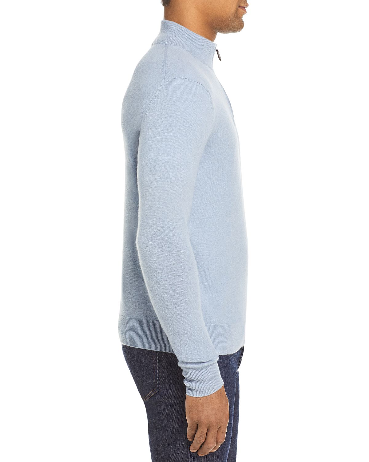 The Men's Store Cashmere Half-zip Sweater Light Blue Slate