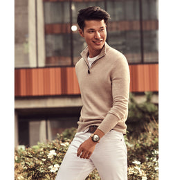 The Men's Store Cashmere Half-zip Sweater Oatmeal thumbnail 2