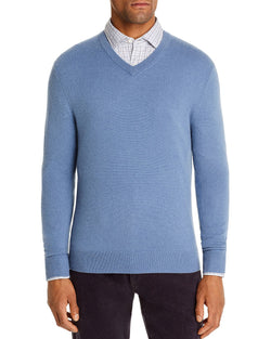 The Men's Store Cashmere V-neck Sweater Blue Fox thumbnail 1