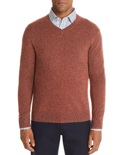 The Men's Store Cashmere V-neck Sweater Brick thumbnail 1