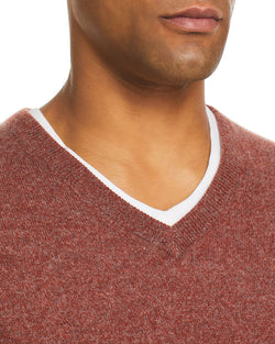 The Men's Store Cashmere V-neck Sweater Brick thumbnail 3