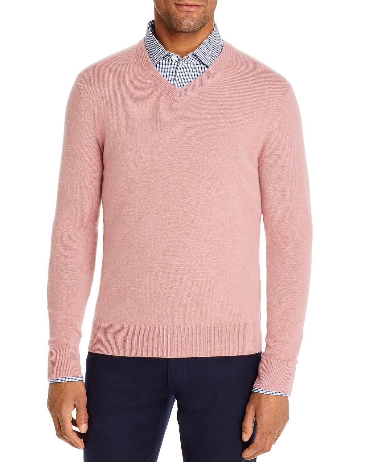 The Men's Store Cashmere V-neck Sweater Chalk Pink