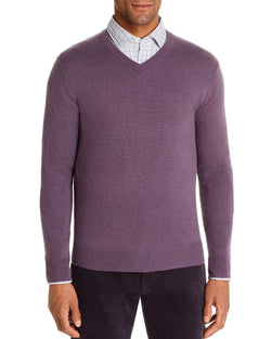 The Men's Store Cashmere V-neck Sweater Mulberry thumbnail 1
